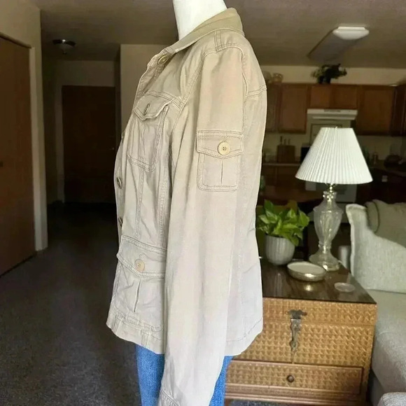 Khaki cargo utility jacket 96% cotton - Picture 3 of 5